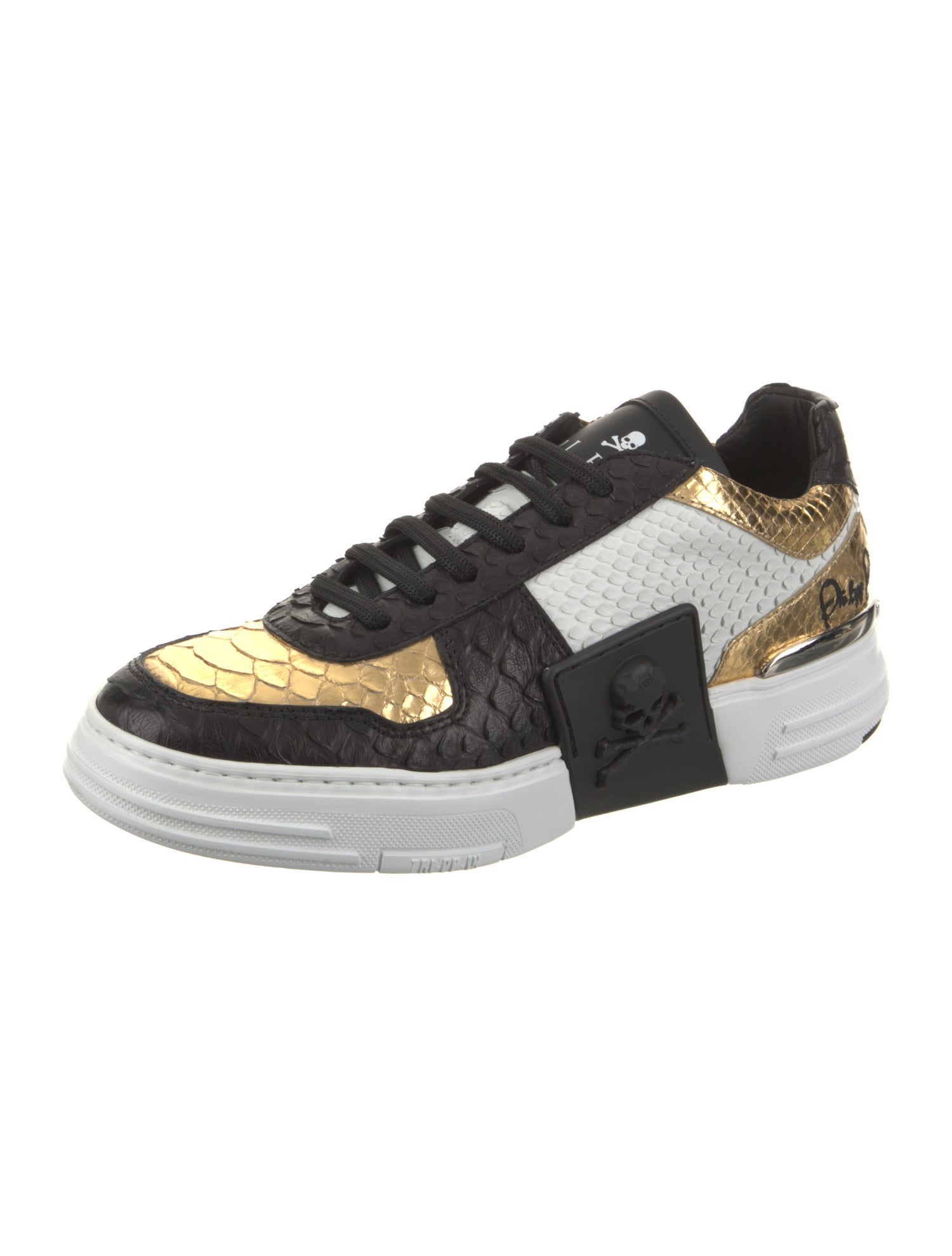 Philipp Plein Snakeskin Colorblock Pattern Sneakers