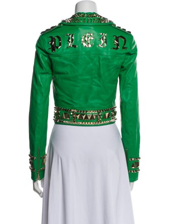 Philipp Plein Lamb Leather Printed Biker Jacket