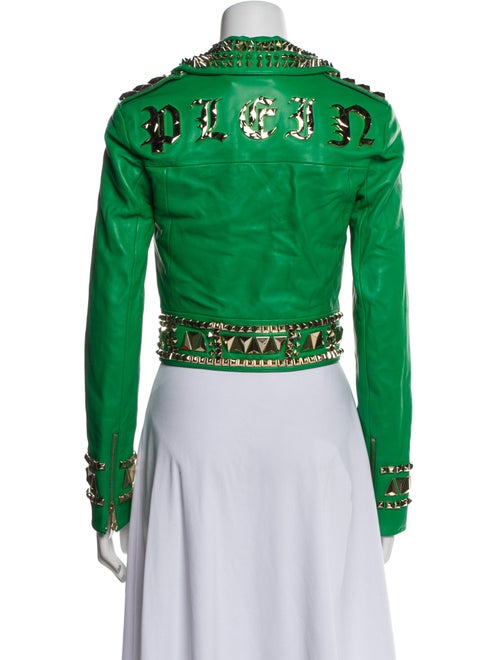 Philipp Plein Lamb Leather Printed Biker Jacket