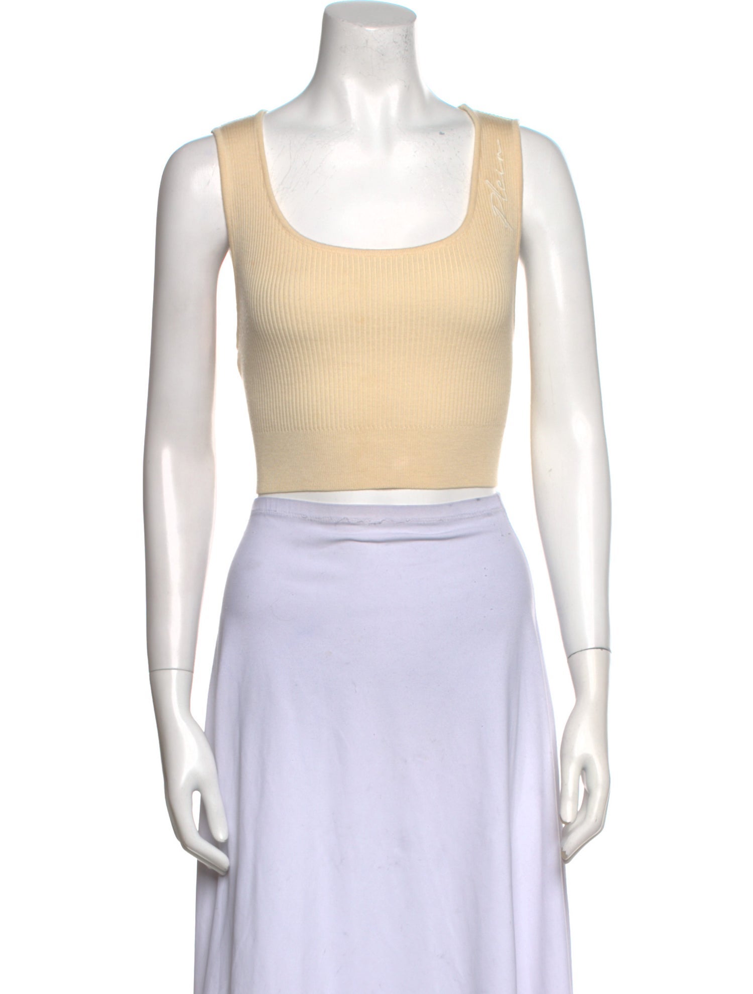 Philipp Plein Merino Wool Square Neckline Crop Top