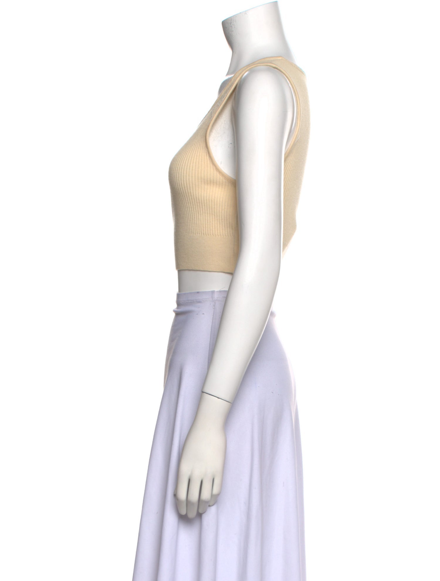 Philipp Plein Merino Wool Square Neckline Crop Top