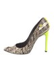 Philipp Plein Leather Animal Print Slingback Pumps