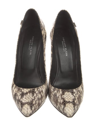 Philipp Plein Leather Animal Print Slingback Pumps