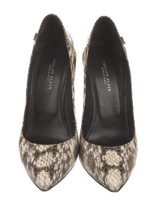 Philipp Plein Leather Animal Print Slingback Pumps