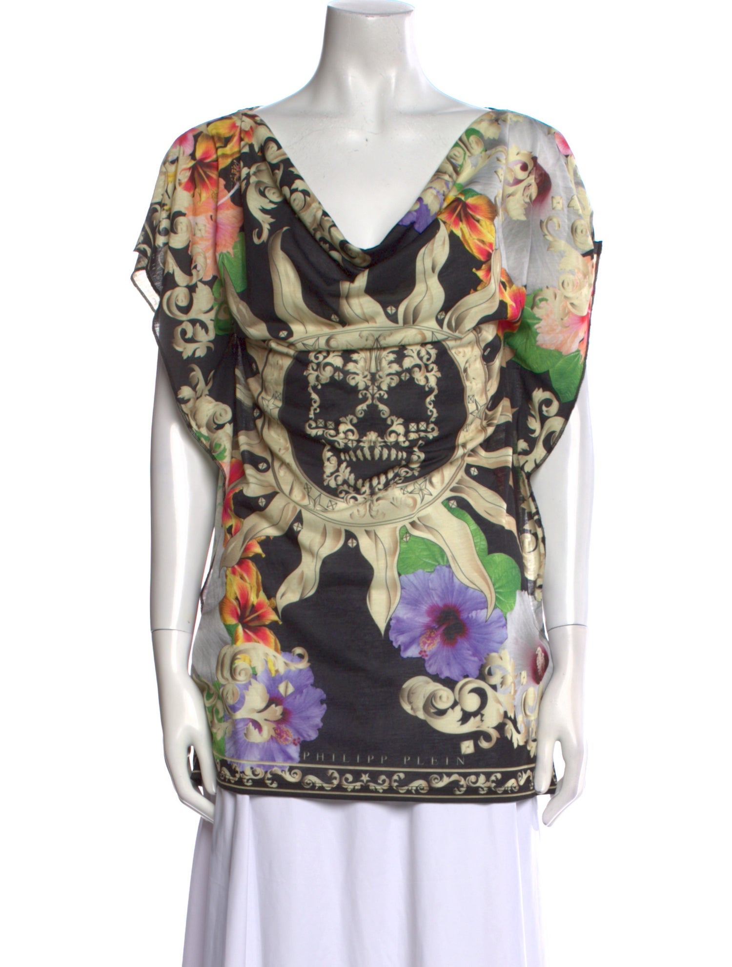 Philipp Plein Printed Cowl Neck Tunic
