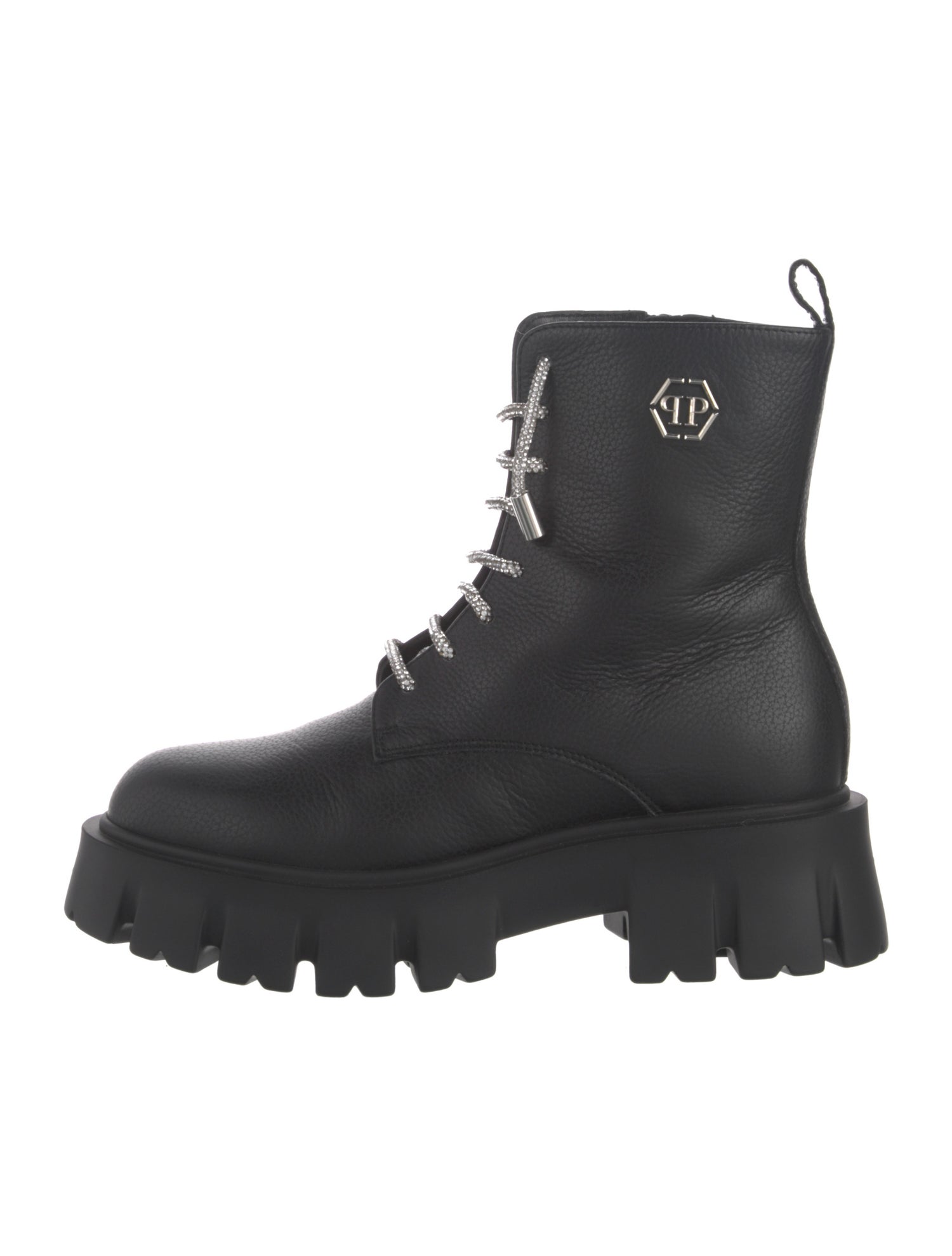 Philipp Plein Leather Combat Boots
