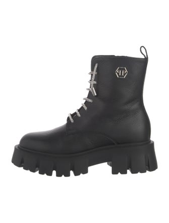 Philipp Plein Leather Combat Boots