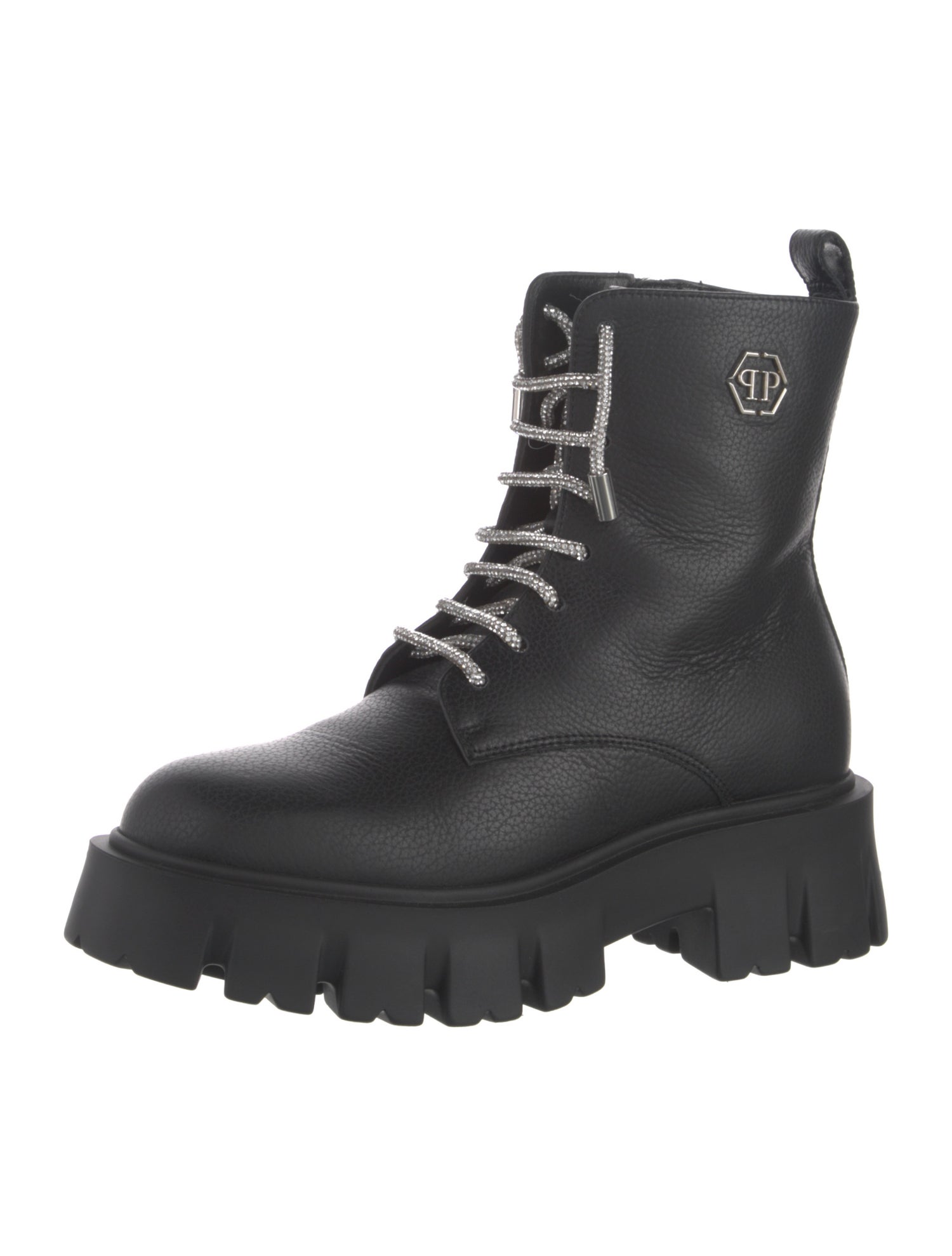 Philipp Plein Leather Combat Boots