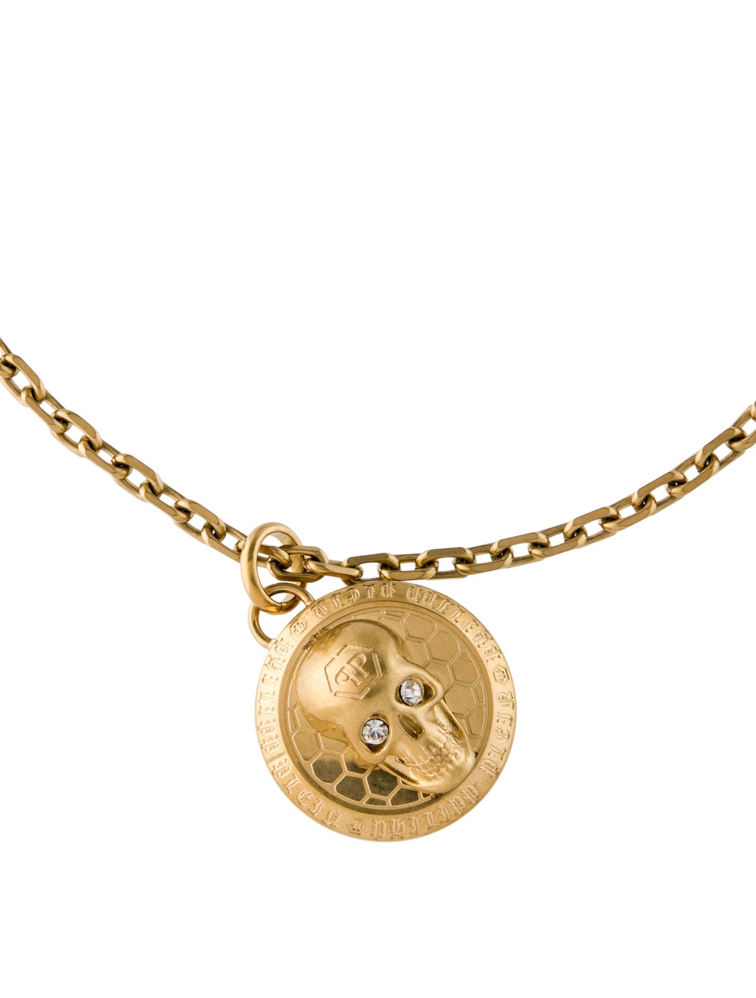 Philipp Plein Crystal 3D $kull Cable Pendant Necklace