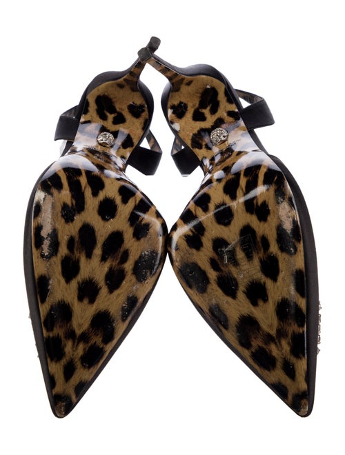 Philipp Plein Satin Crystal Embellishments Slingback Pumps