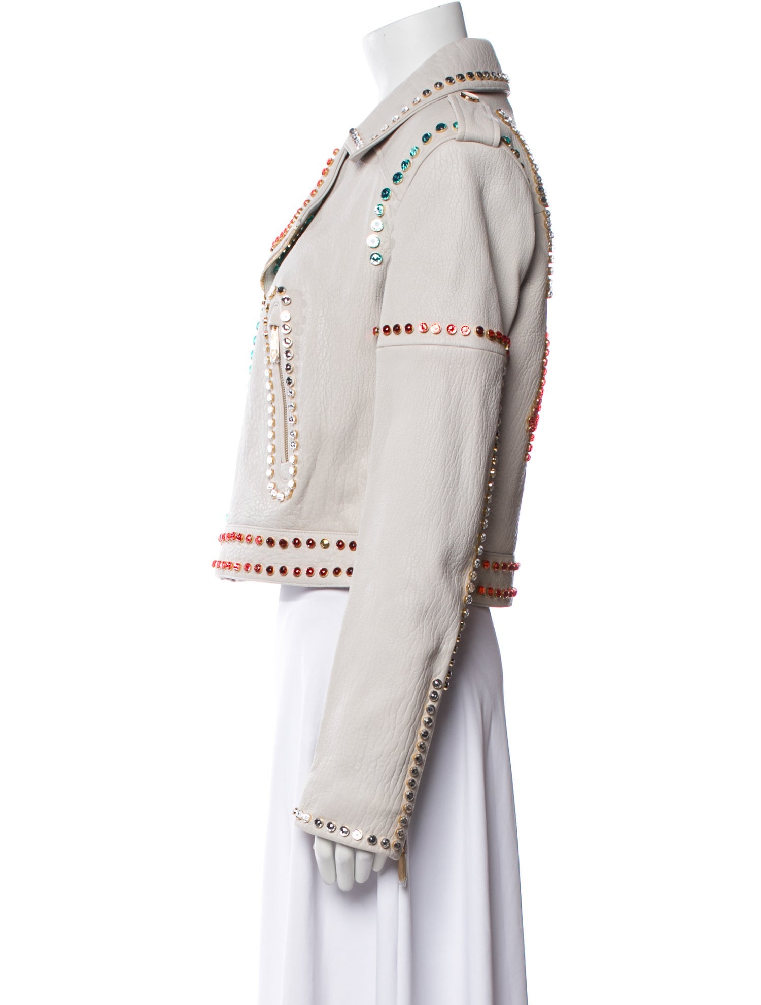 Philipp Plein Lamb Leather Patterned Biker Jacket w/ Tags