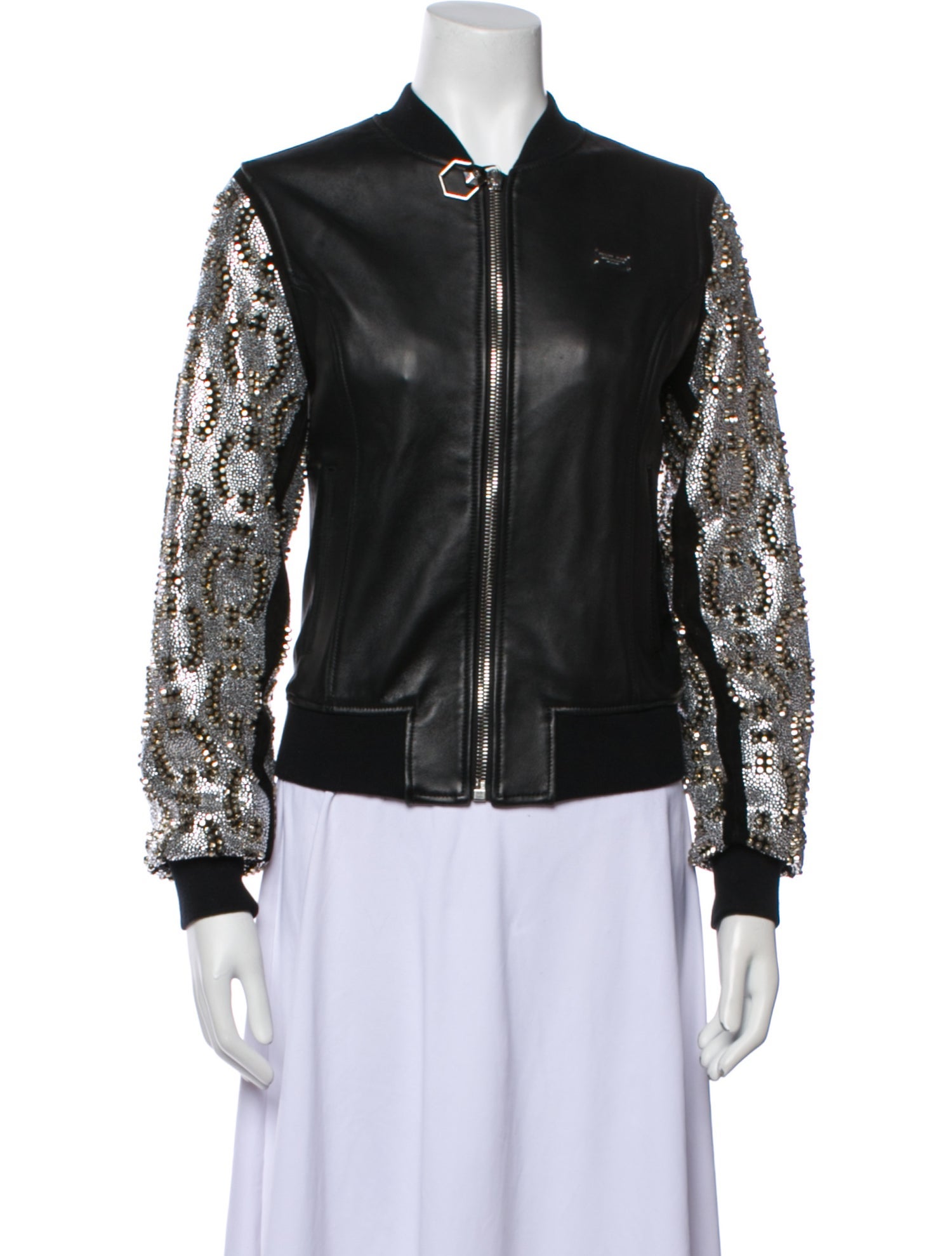 Philipp Plein Leather Bomber Jacket