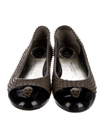 Philipp Plein Leather Studded Accents Flats