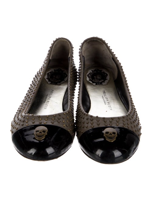 Philipp Plein Leather Studded Accents Flats