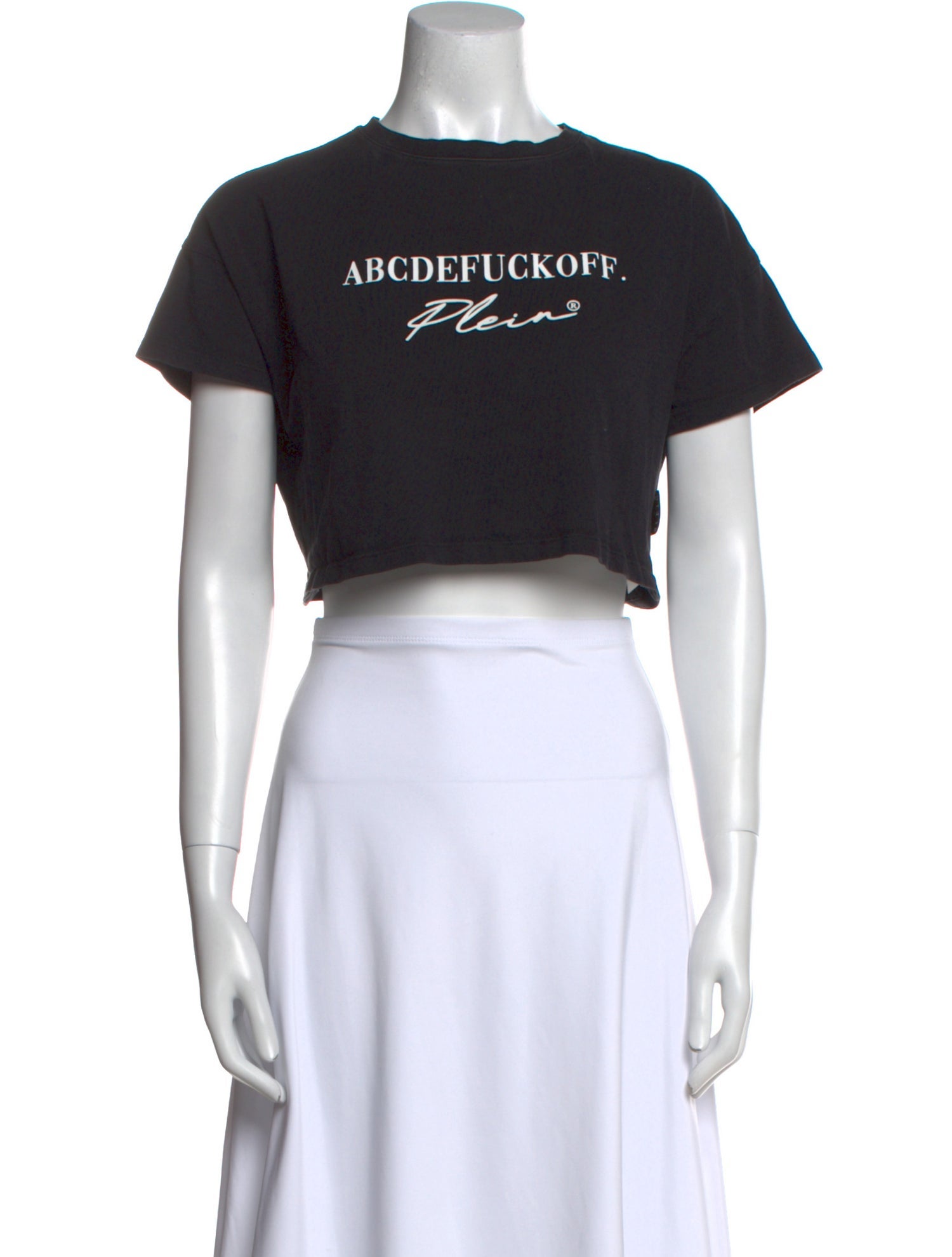 Philipp Plein Graphic Print Crew Neck Crop Top