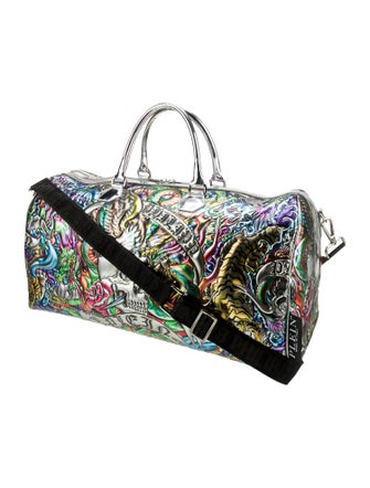 Philipp Plein Embossed Leather Weekender Bag