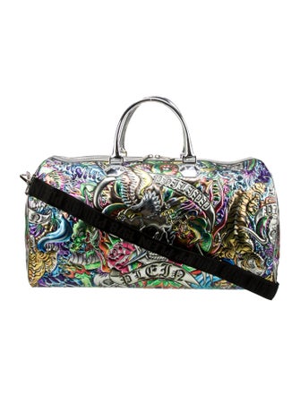 Philipp Plein Embossed Leather Weekender Bag