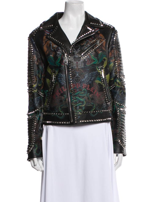 Philipp Plein Leather Biker Jacket