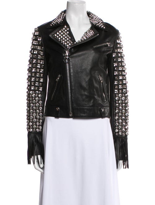 Philipp Plein Lamb Leather Biker Jacket