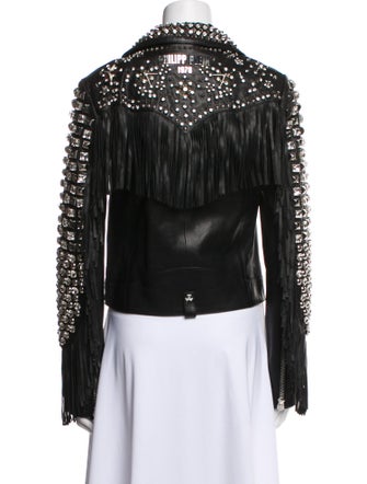 Philipp Plein Lamb Leather Biker Jacket