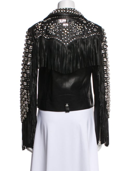 Philipp Plein Lamb Leather Biker Jacket