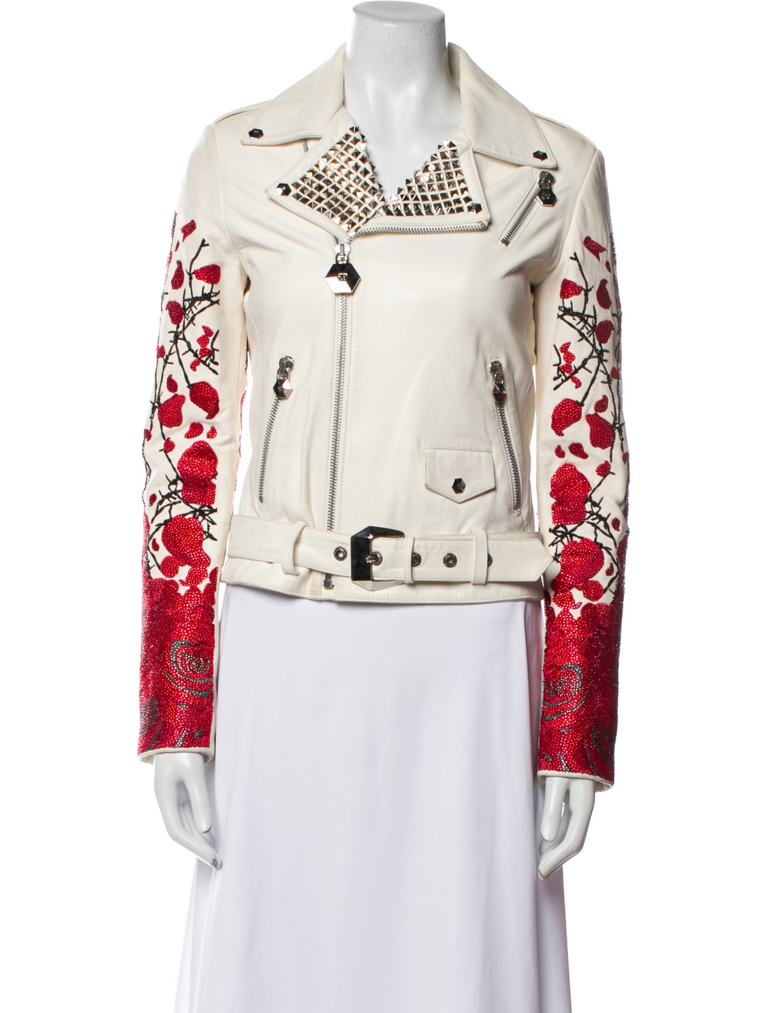 Philipp Plein Floral Print Biker Jacket