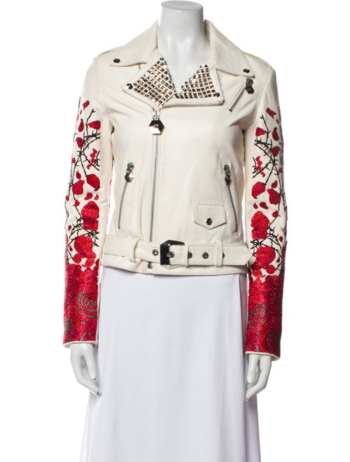 Philipp Plein Floral Print Biker Jacket