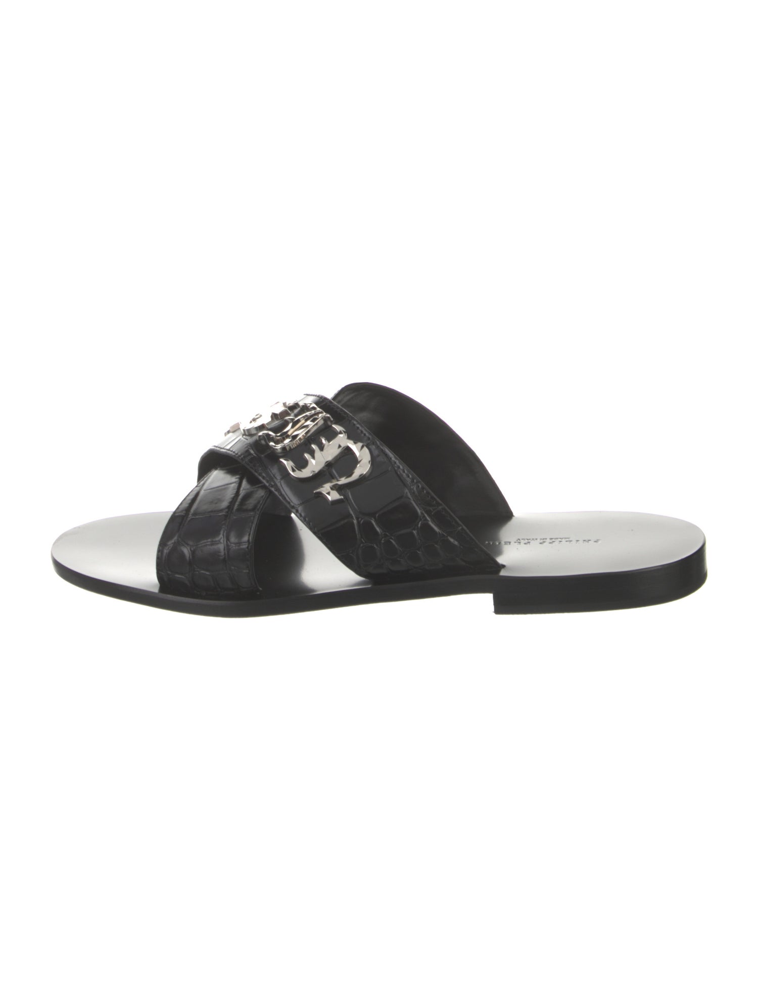 Philipp Plein Leather Printed Slides w/ Tags