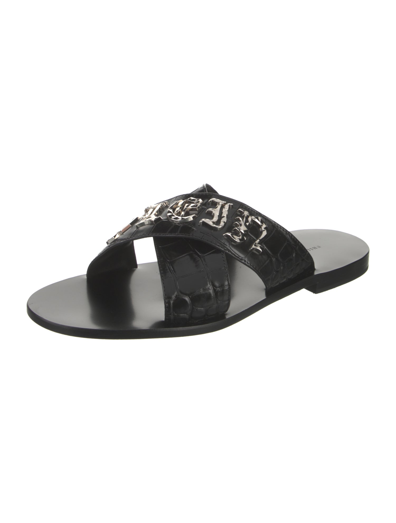 Philipp Plein Leather Printed Slides w/ Tags