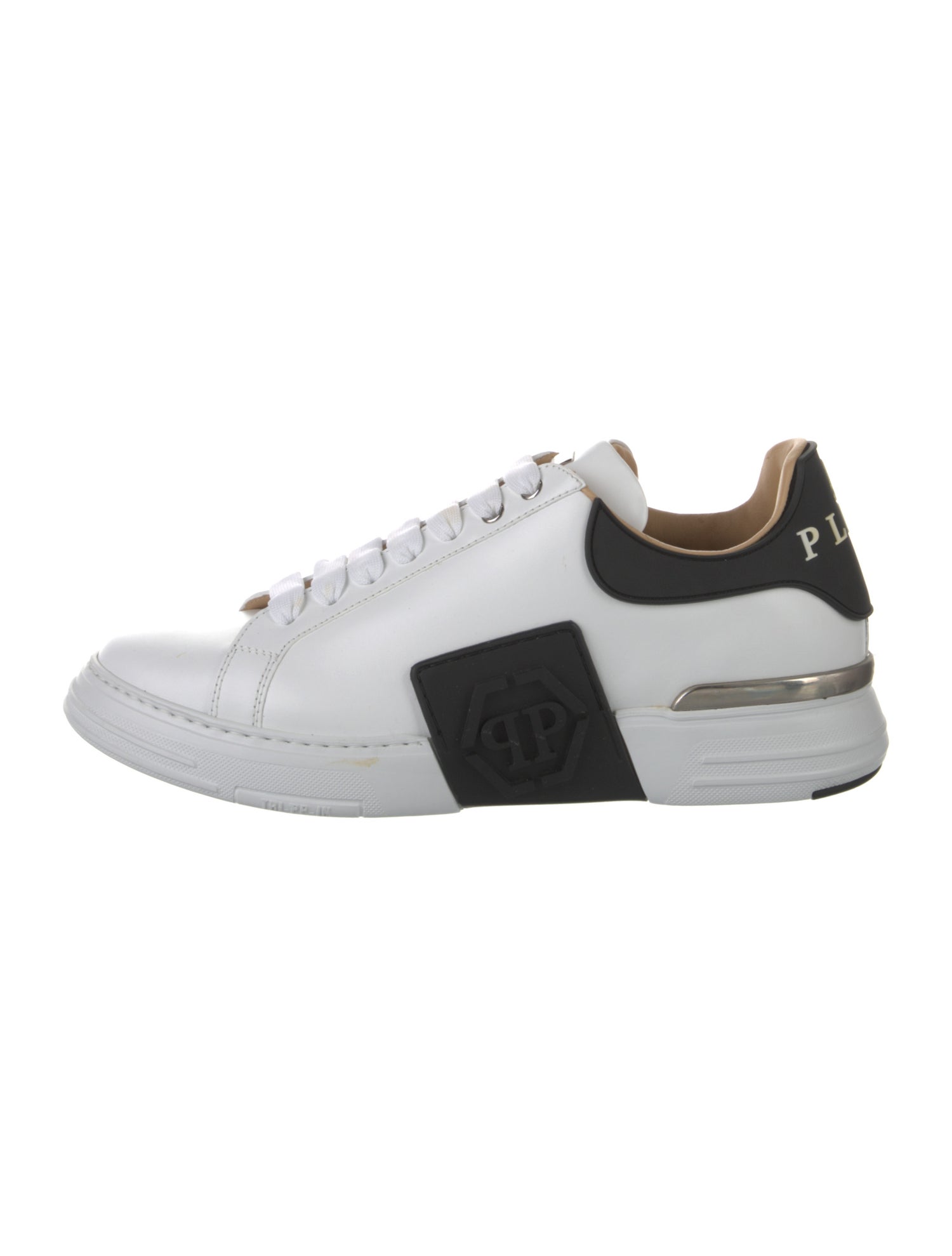 Philipp Plein Leather Colorblock Pattern Athletic Sneakers