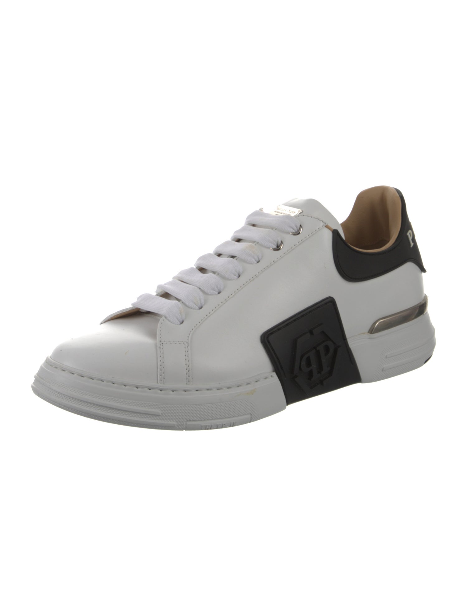 Philipp Plein Leather Colorblock Pattern Athletic Sneakers