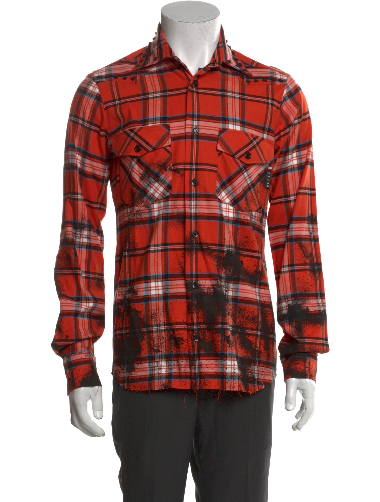Philipp Plein Plaid Print Long Sleeve Shirt w/ Tags