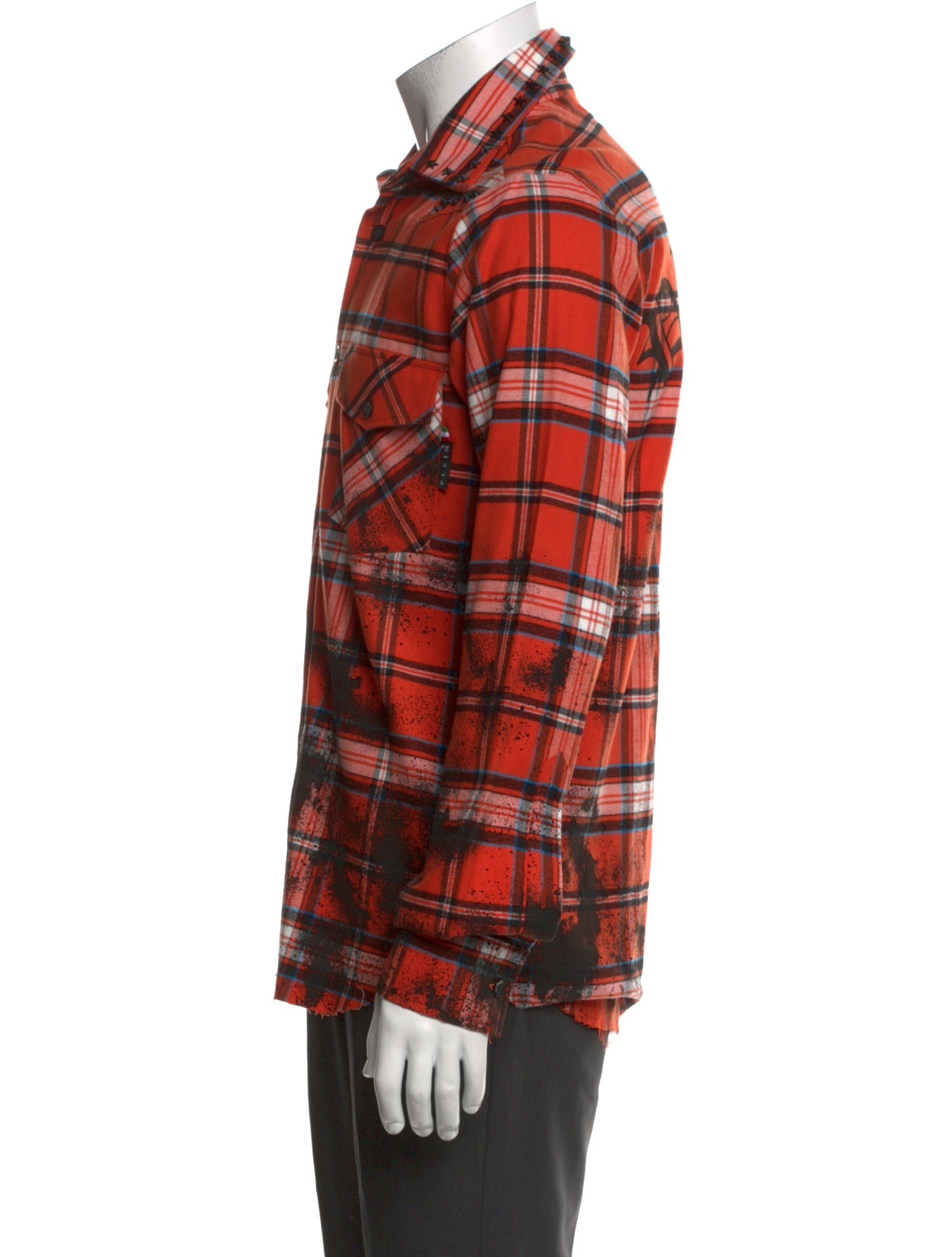 Philipp Plein Plaid Print Long Sleeve Shirt w/ Tags