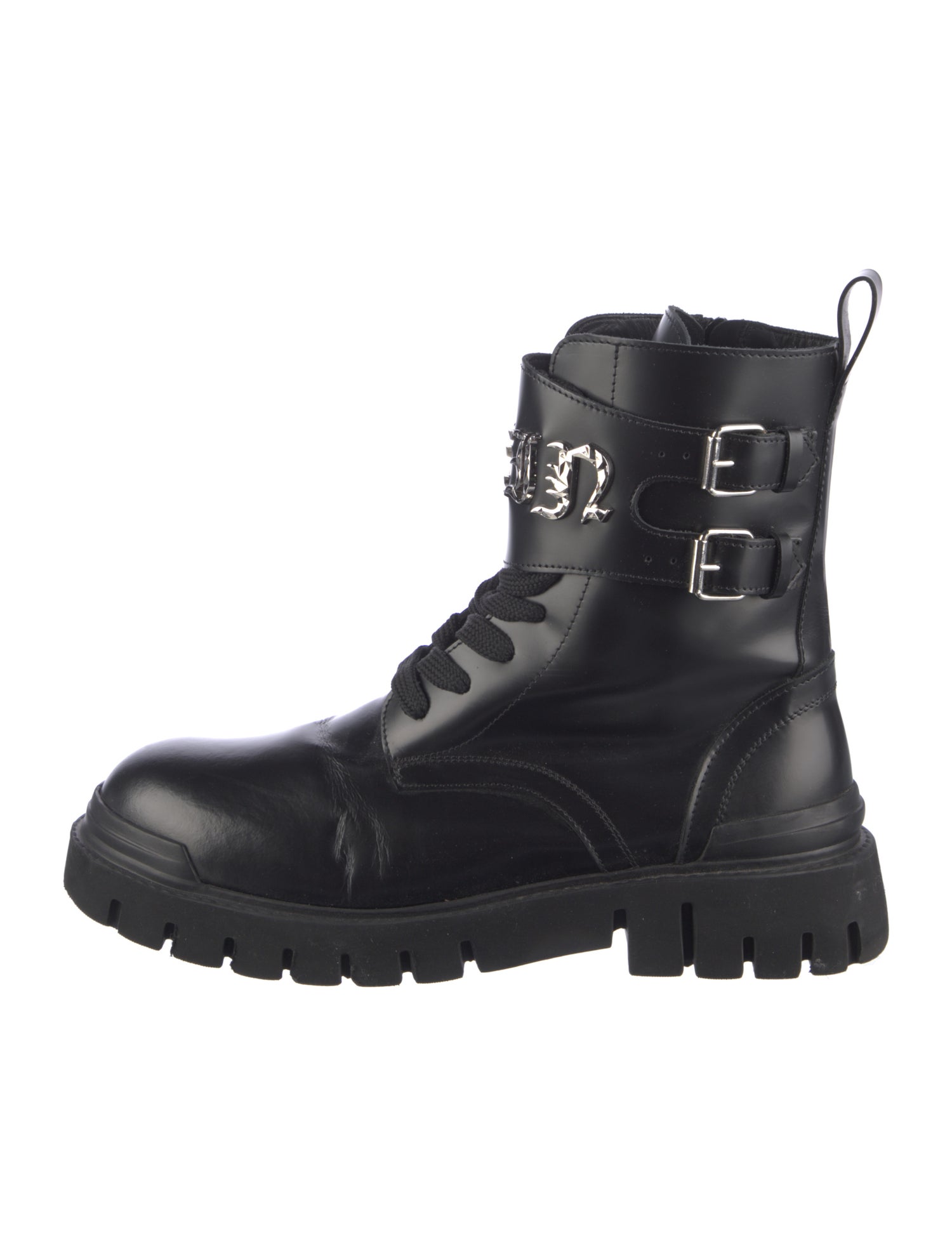 Philipp Plein Leather Combat Boots