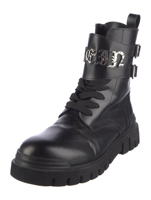 Philipp Plein Leather Combat Boots