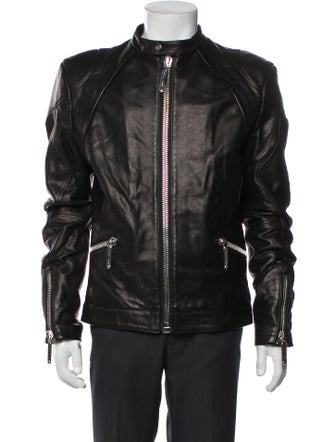 Philipp Plein Calf Leather Moto Jacket