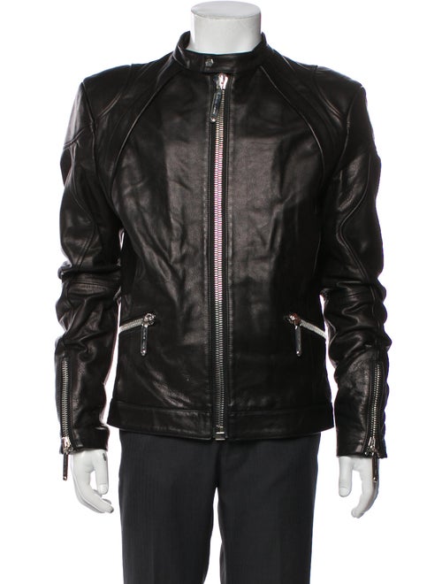 Philipp Plein Calf Leather Moto Jacket