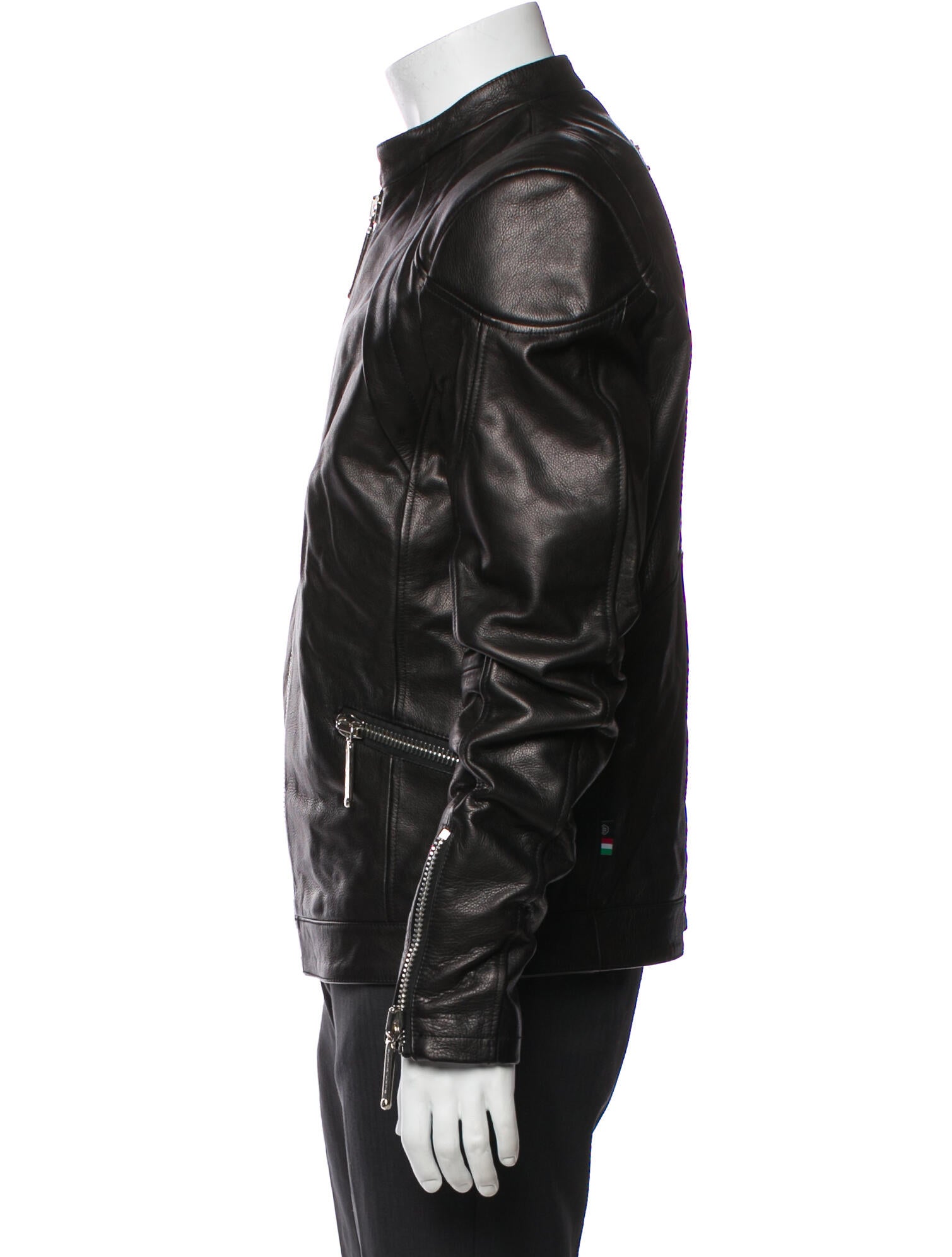 Philipp Plein Calf Leather Moto Jacket