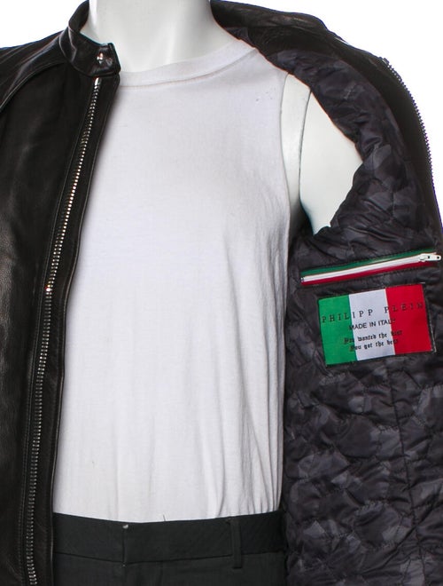 Philipp Plein Calf Leather Moto Jacket