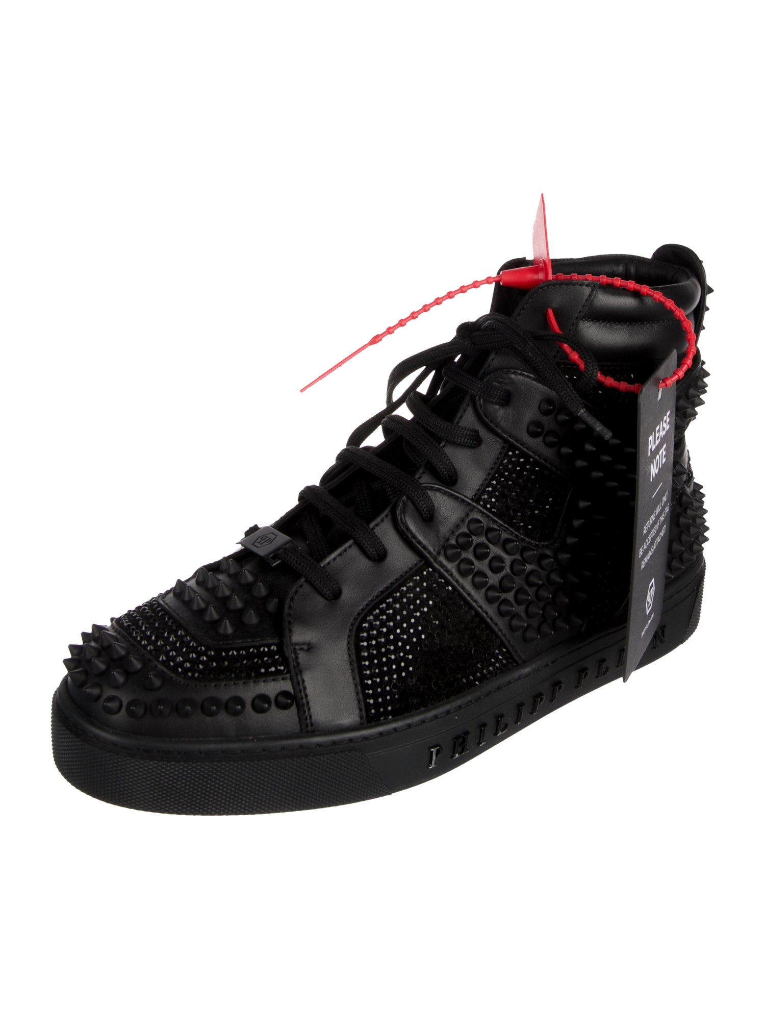 Philipp Plein Leather Studded Accents Sneakers
