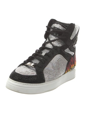 Philipp Plein Leather Animal Print Sneakers