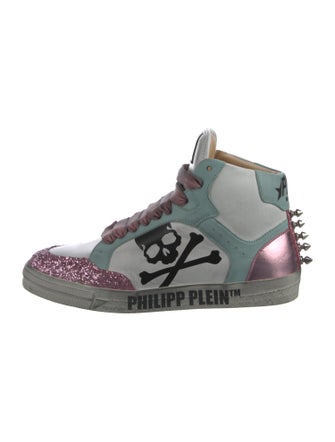 Philipp Plein Leather Graphic Print Sneakers