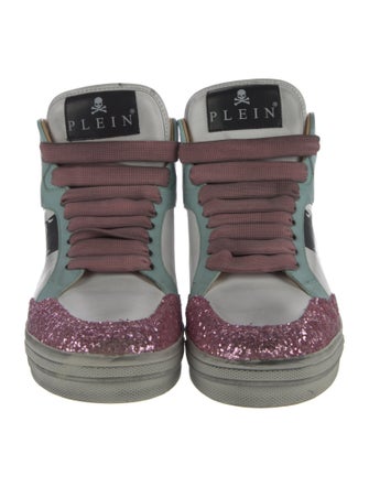 Philipp Plein Leather Graphic Print Sneakers