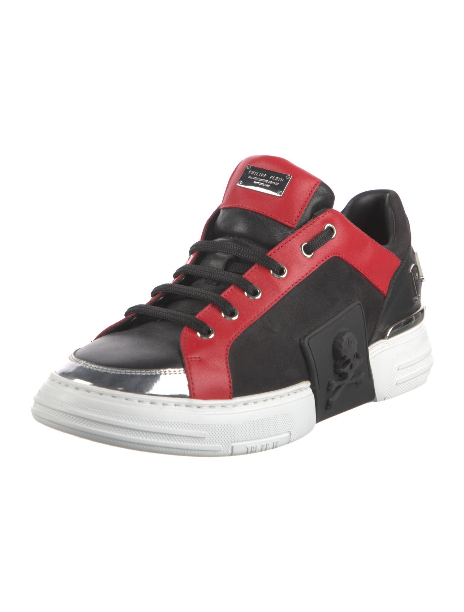 Philipp Plein Leather Colorblock Pattern Sneakers