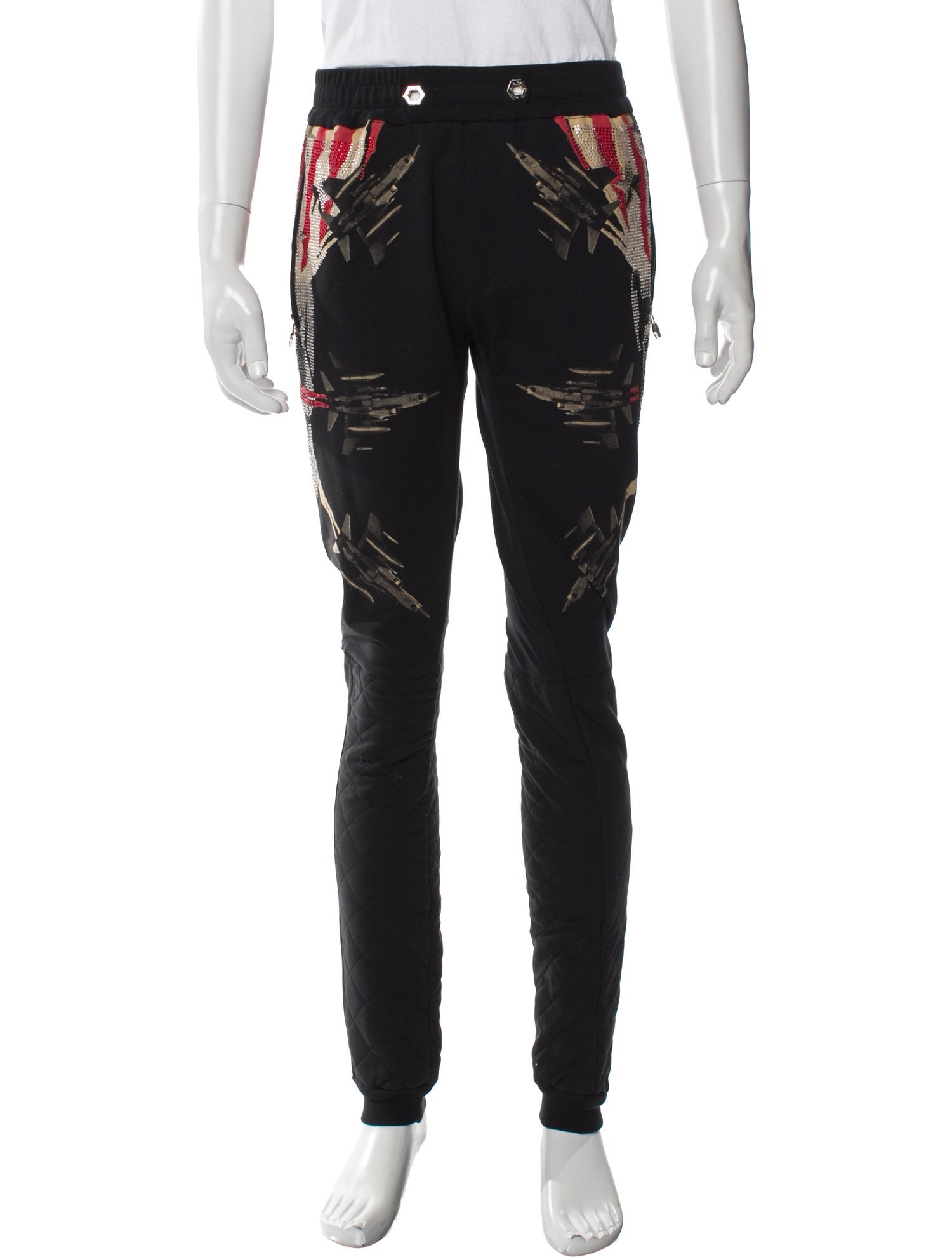 Philipp Plein Graphic Print Crystal Embellishments Lounge Bottoms