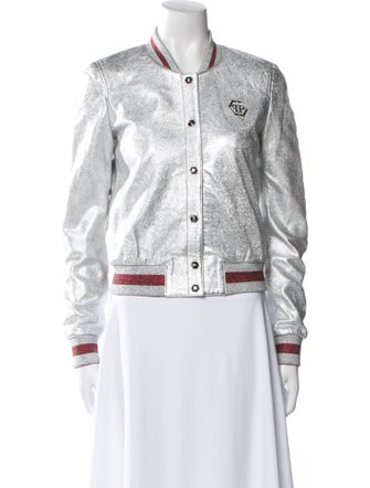 Philipp Plein Lamb Leather Colorblock Pattern Jacket