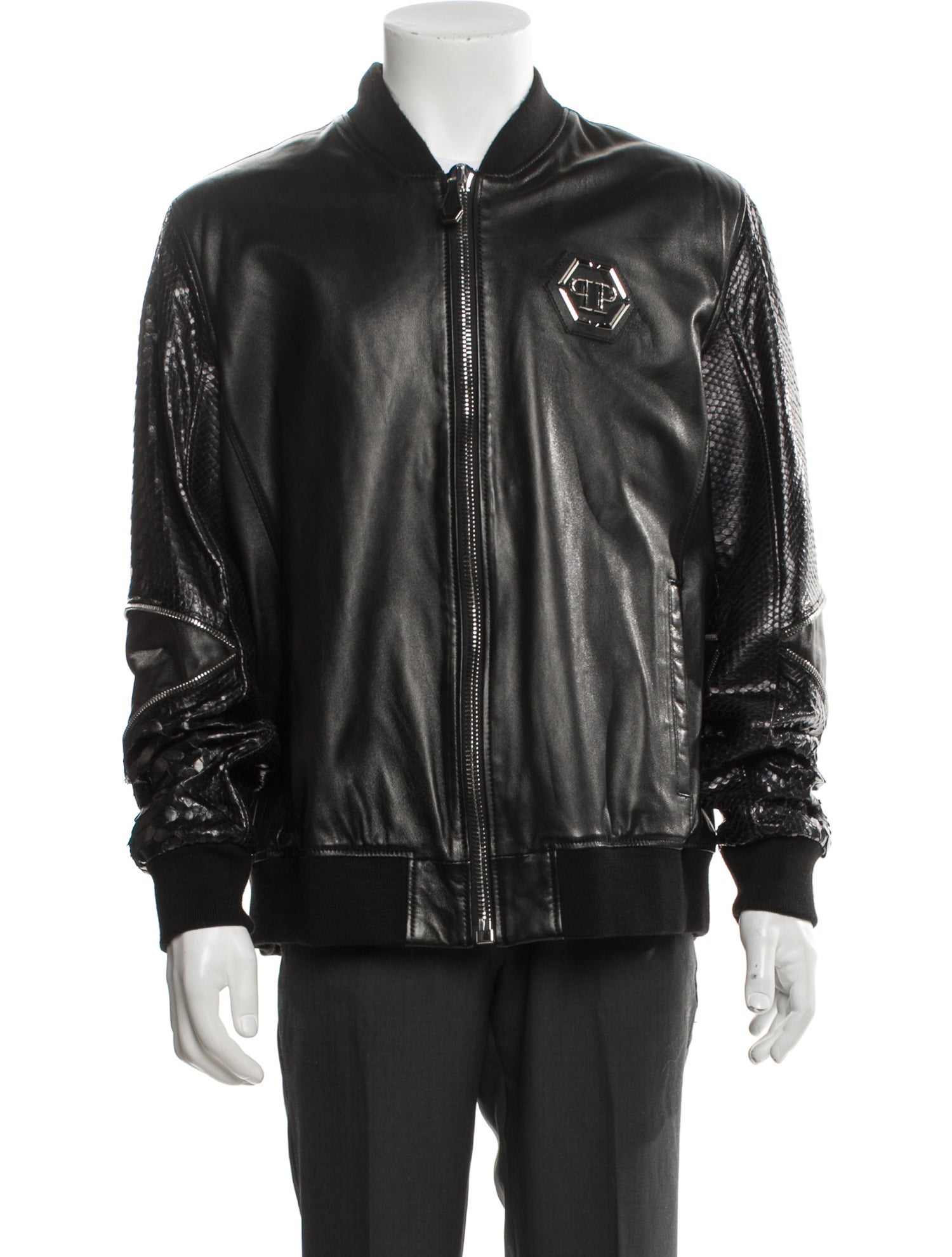 Philipp Plein Lambskin Moto Jacket