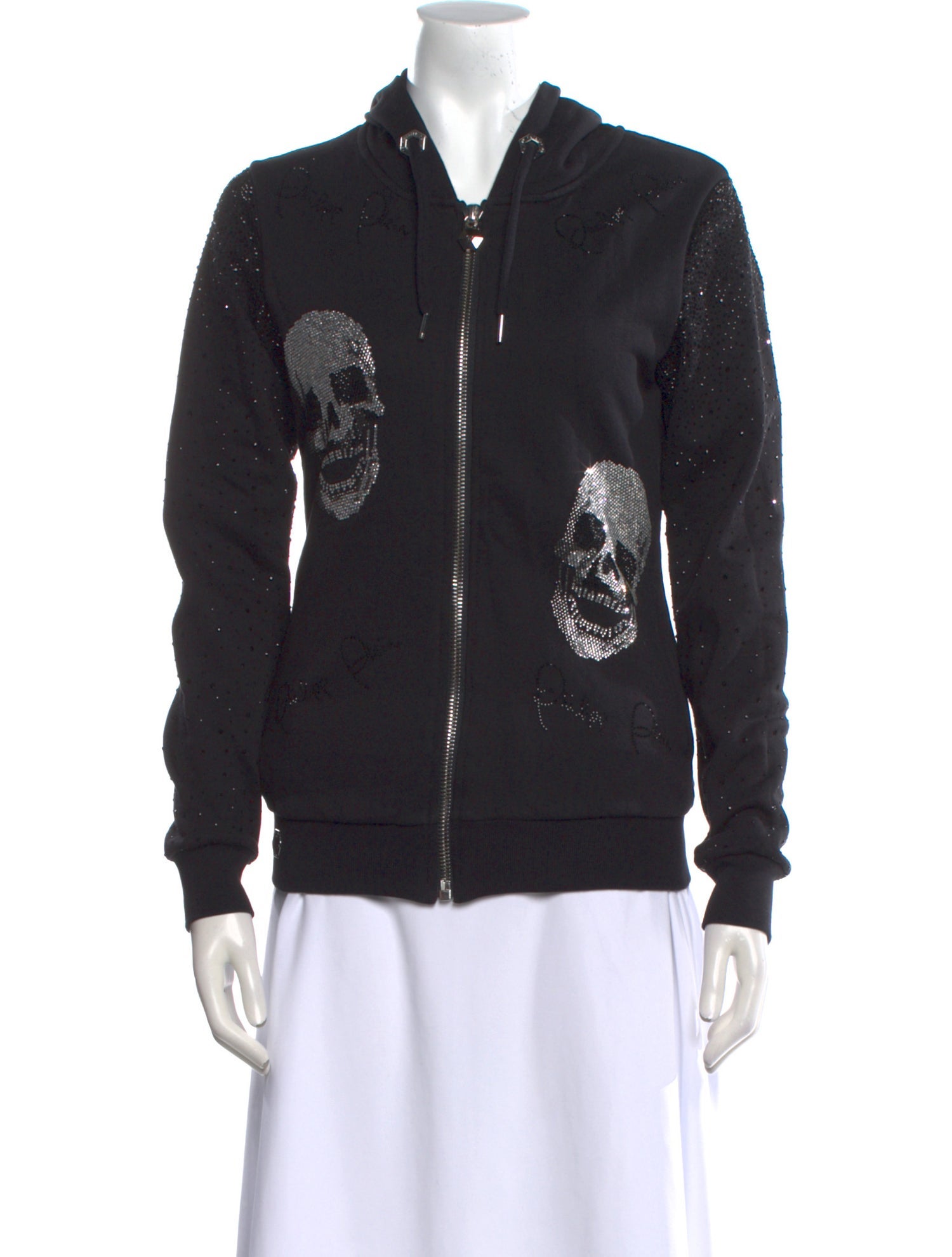 Philipp Plein Graphic Print Mock Neck Hoodie