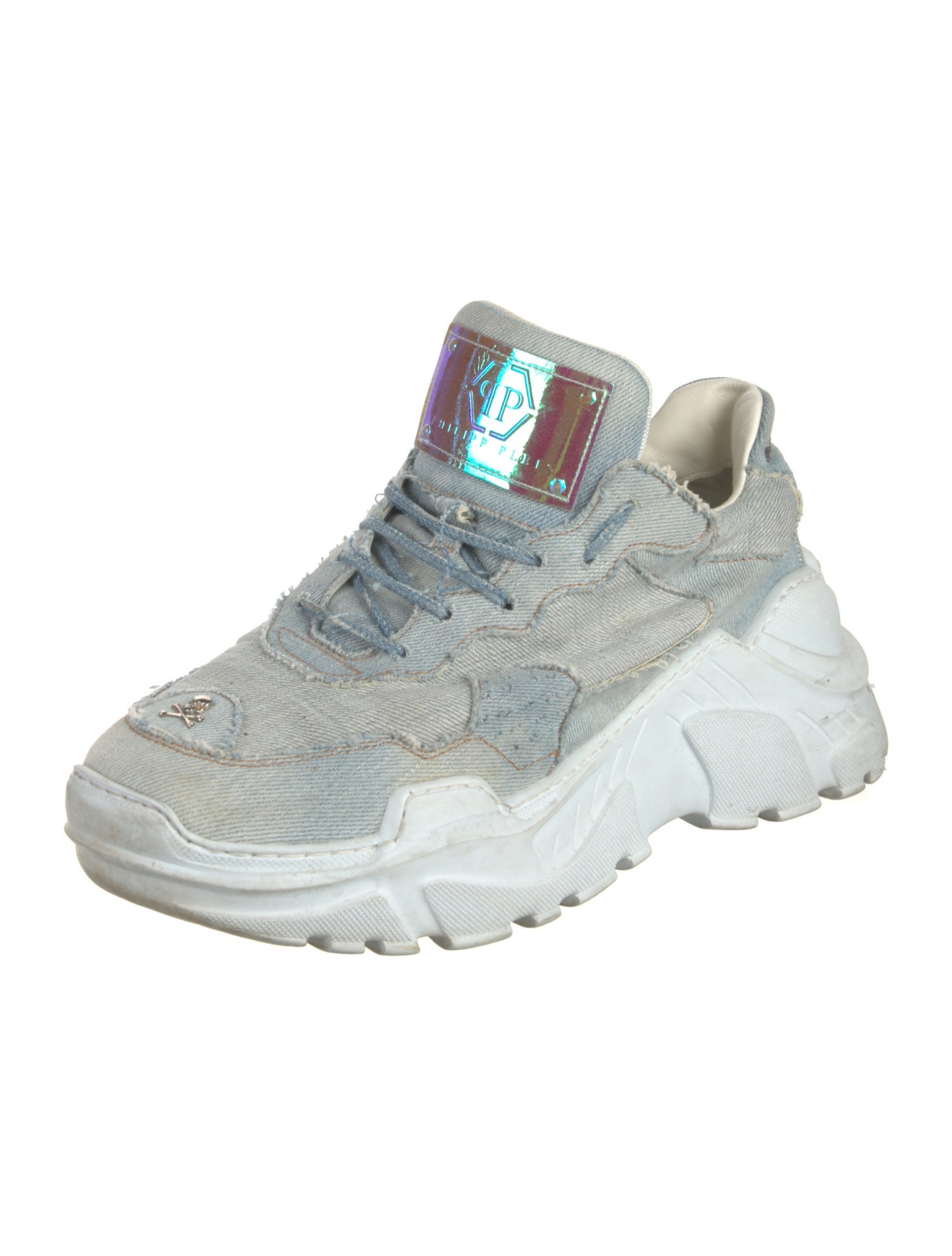 Philipp Plein Leather Glitter Accents Athletic Sneakers