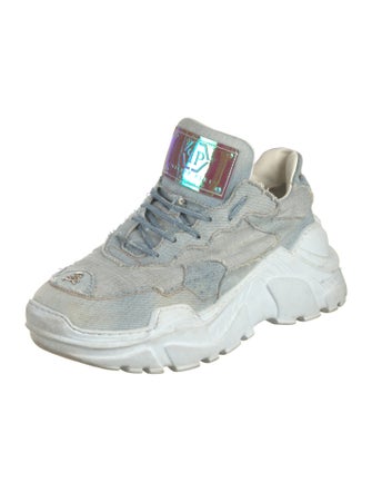 Philipp Plein Leather Glitter Accents Athletic Sneakers